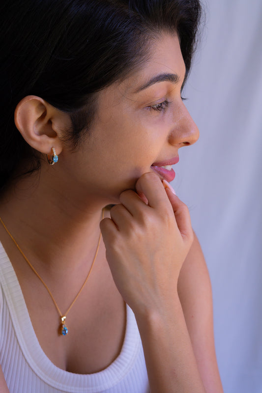 Blue Topaz Soraya Hoop Earrings - CLJ568B