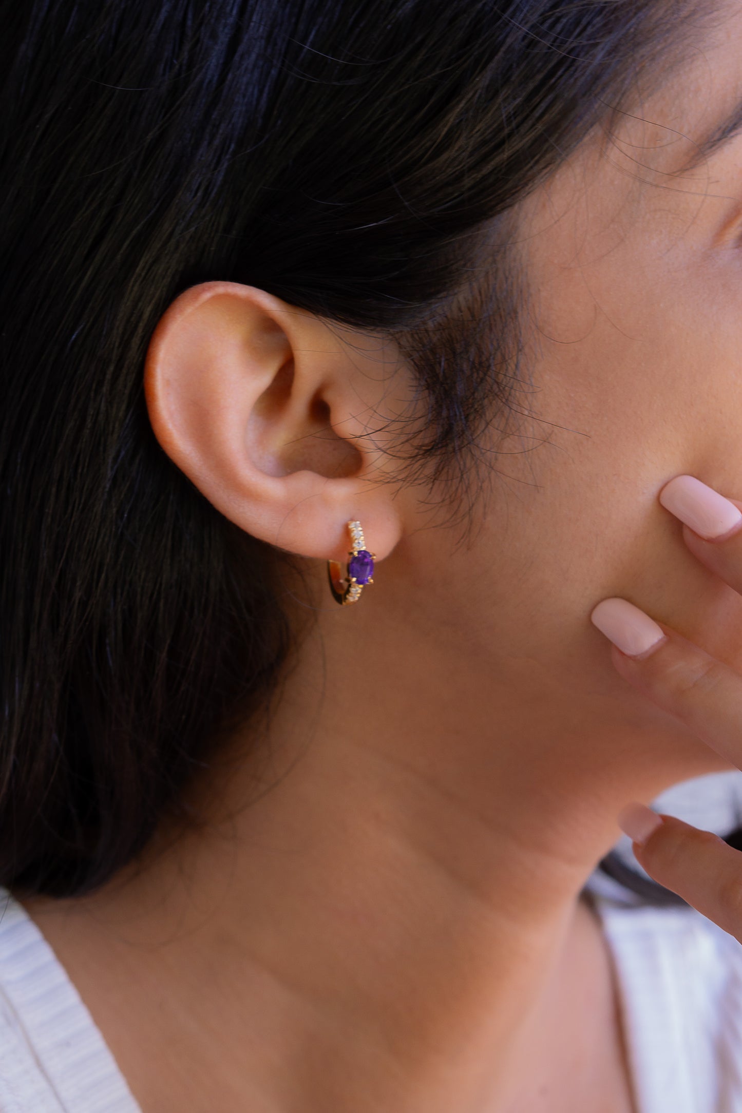 Amethyst Soraya Hoop Earrings - CLJ568A
