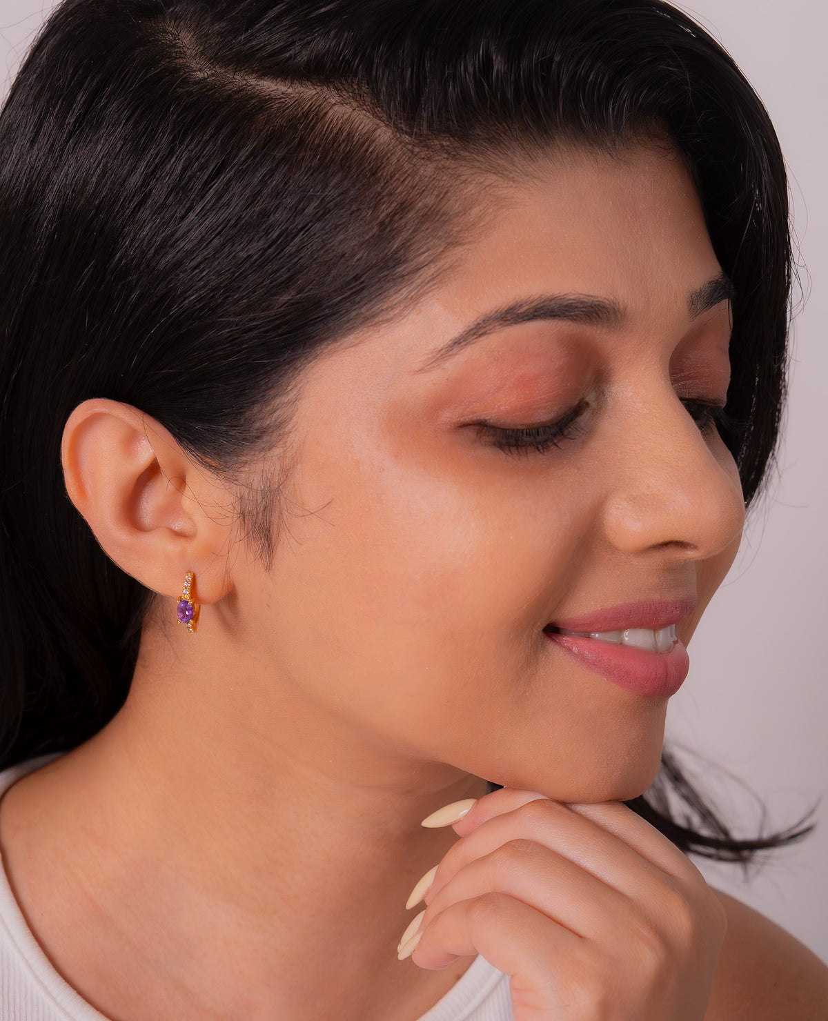 Amethyst Soraya Hoop Earrings - CLJ568A