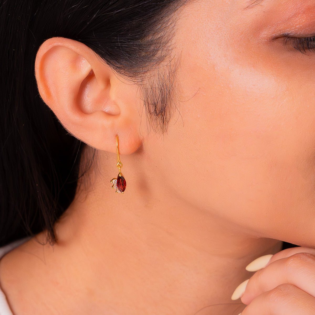 Handmade Sterling Silver Garnet & White Topaz Quinn Earrings - CLJ865