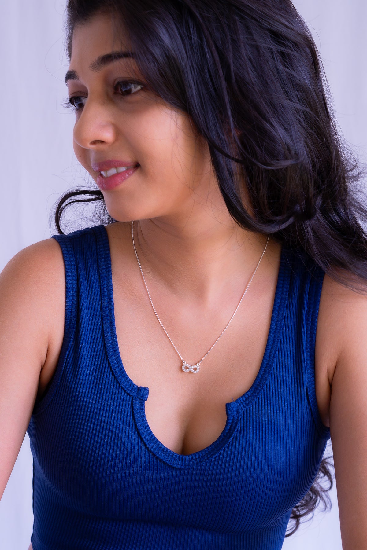 Handmade Sterling Silver American Diamonds Adina Necklace - CLJ612