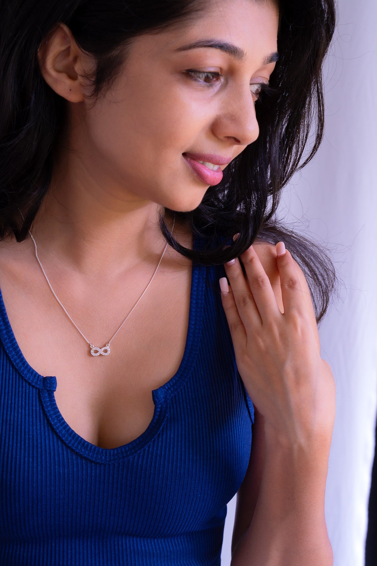 Handmade Sterling Silver American Diamonds Adina Necklace - CLJ612