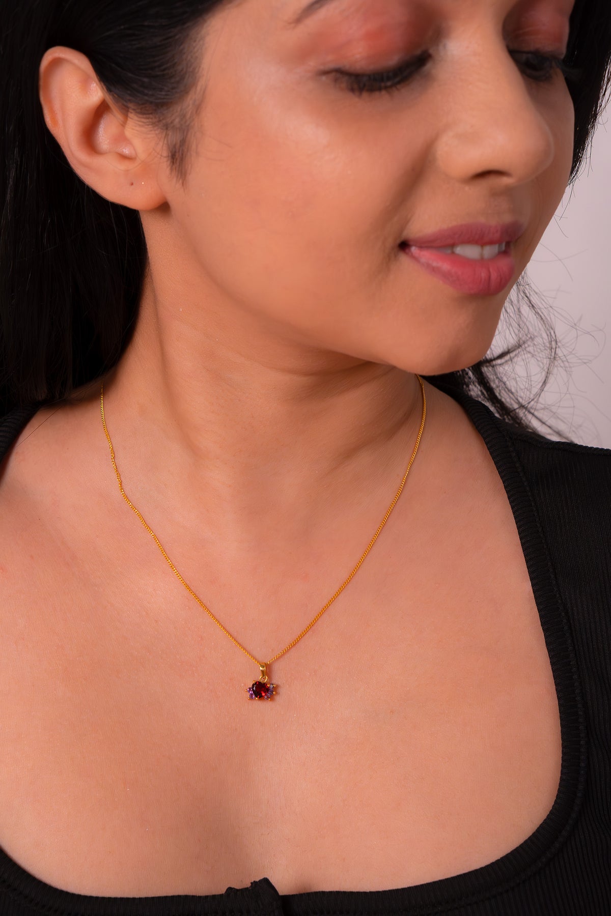 Garnet & Amethyst Maelle Necklace - CLJ870