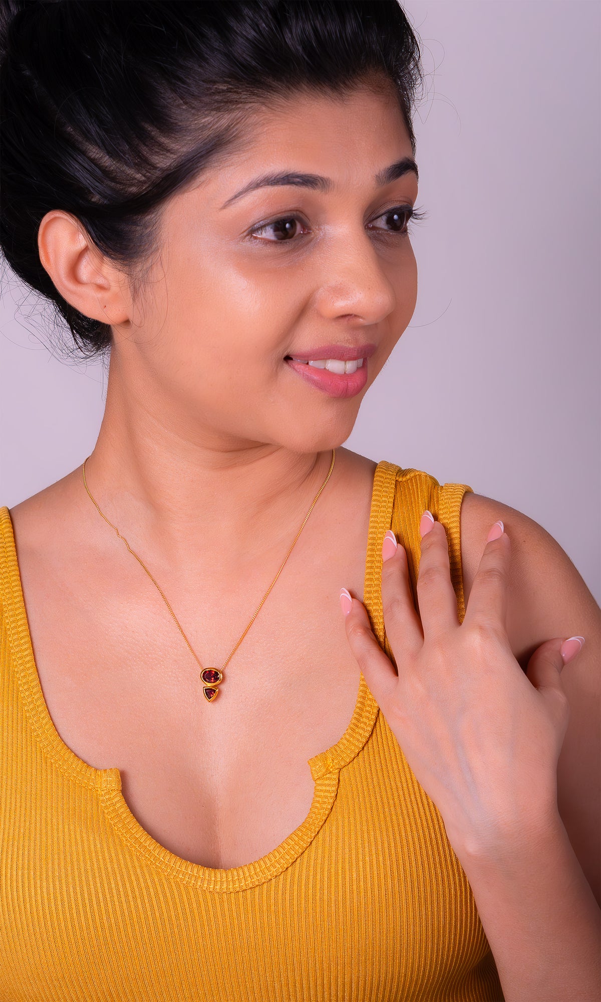 Handmade Garnet Olina Convertible Necklace - CLJ708G