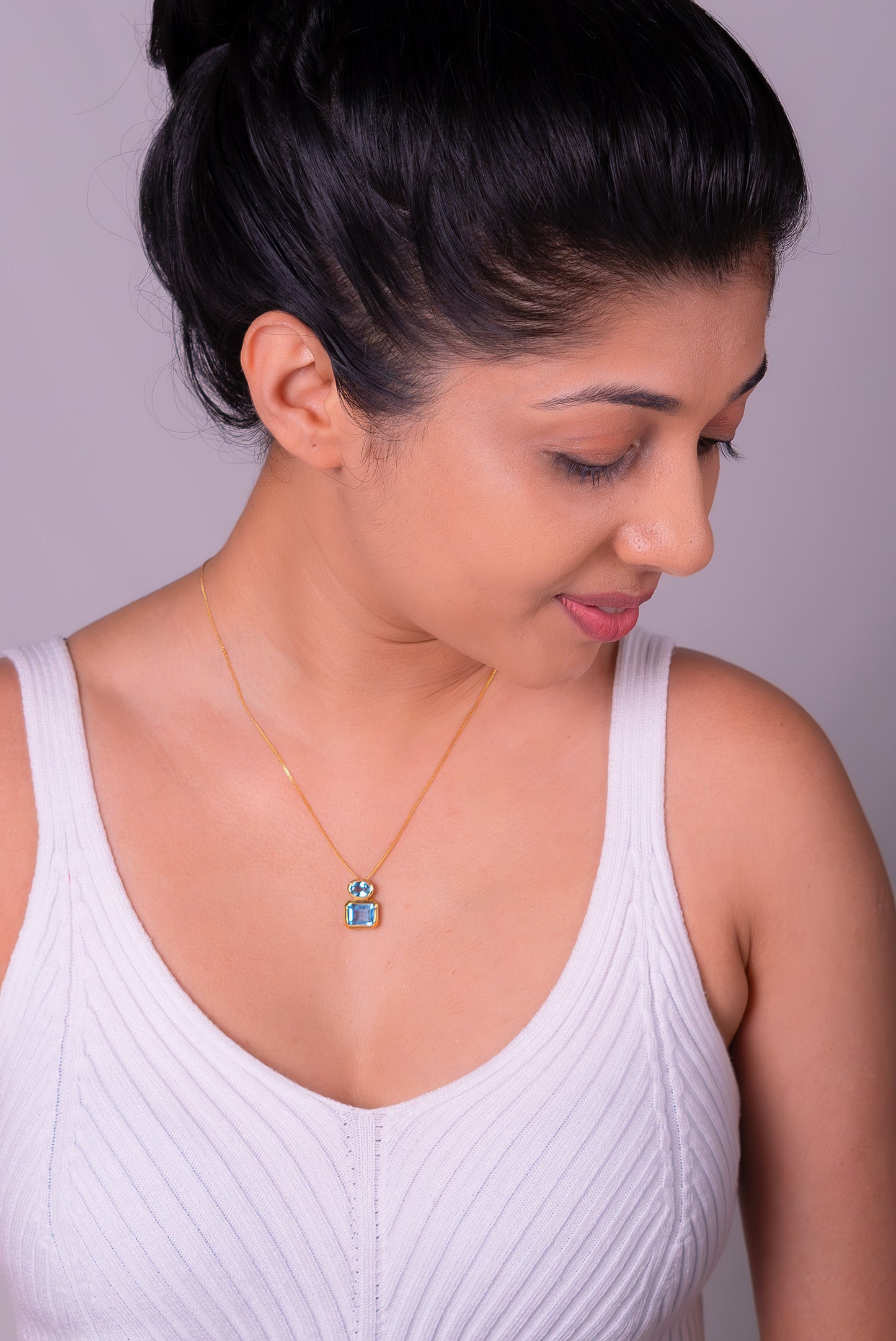 Blue Topaz Rowena Convertible Necklace - CLJ707B