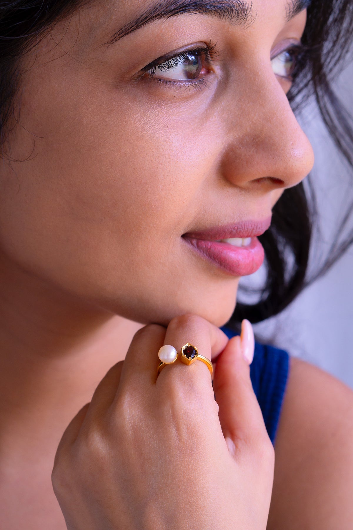 Garnet & Cultured Pearl Eira Ring - CLJ631G