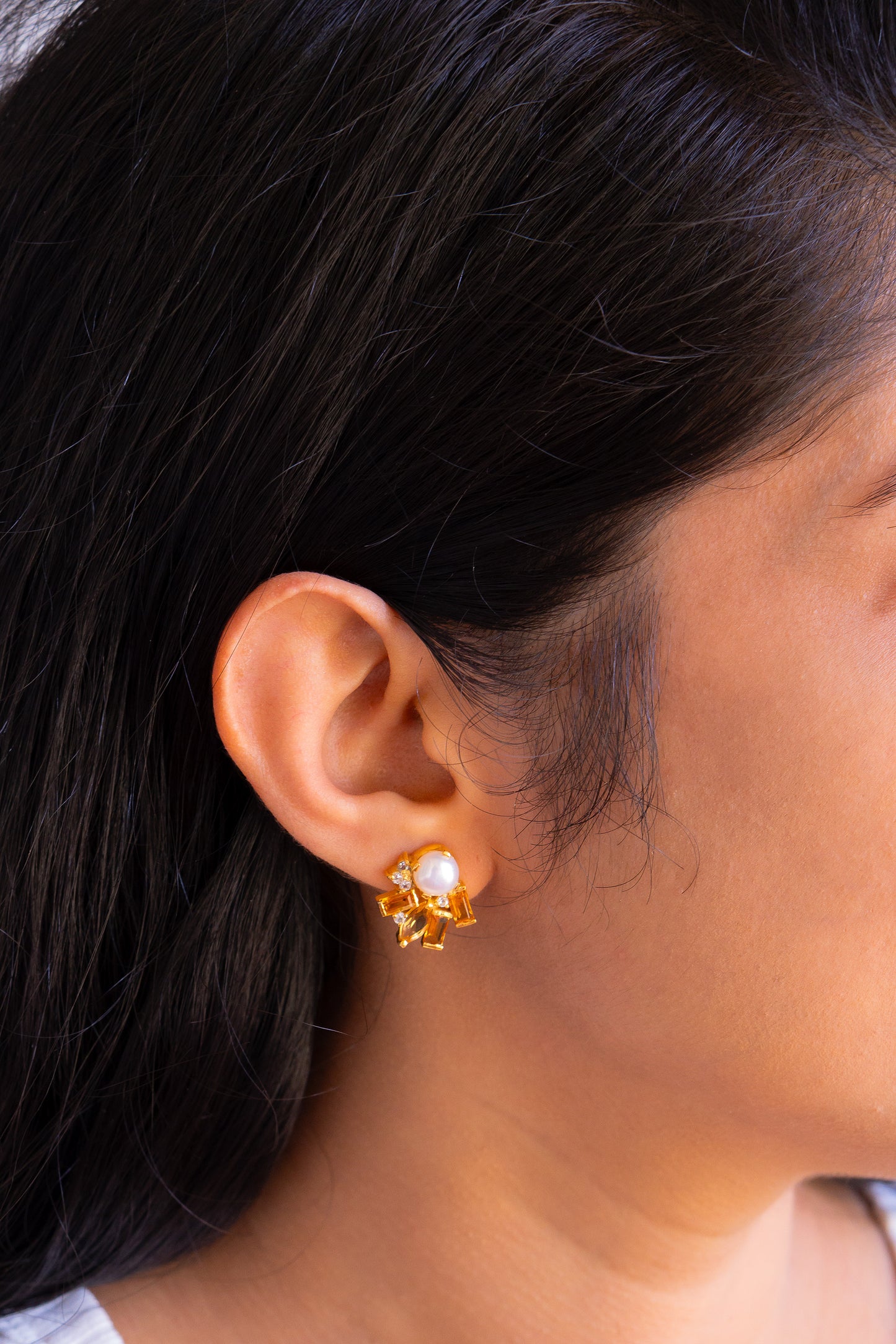 Citrine & Cultured Pearl Moana Earrings - CLJ633C