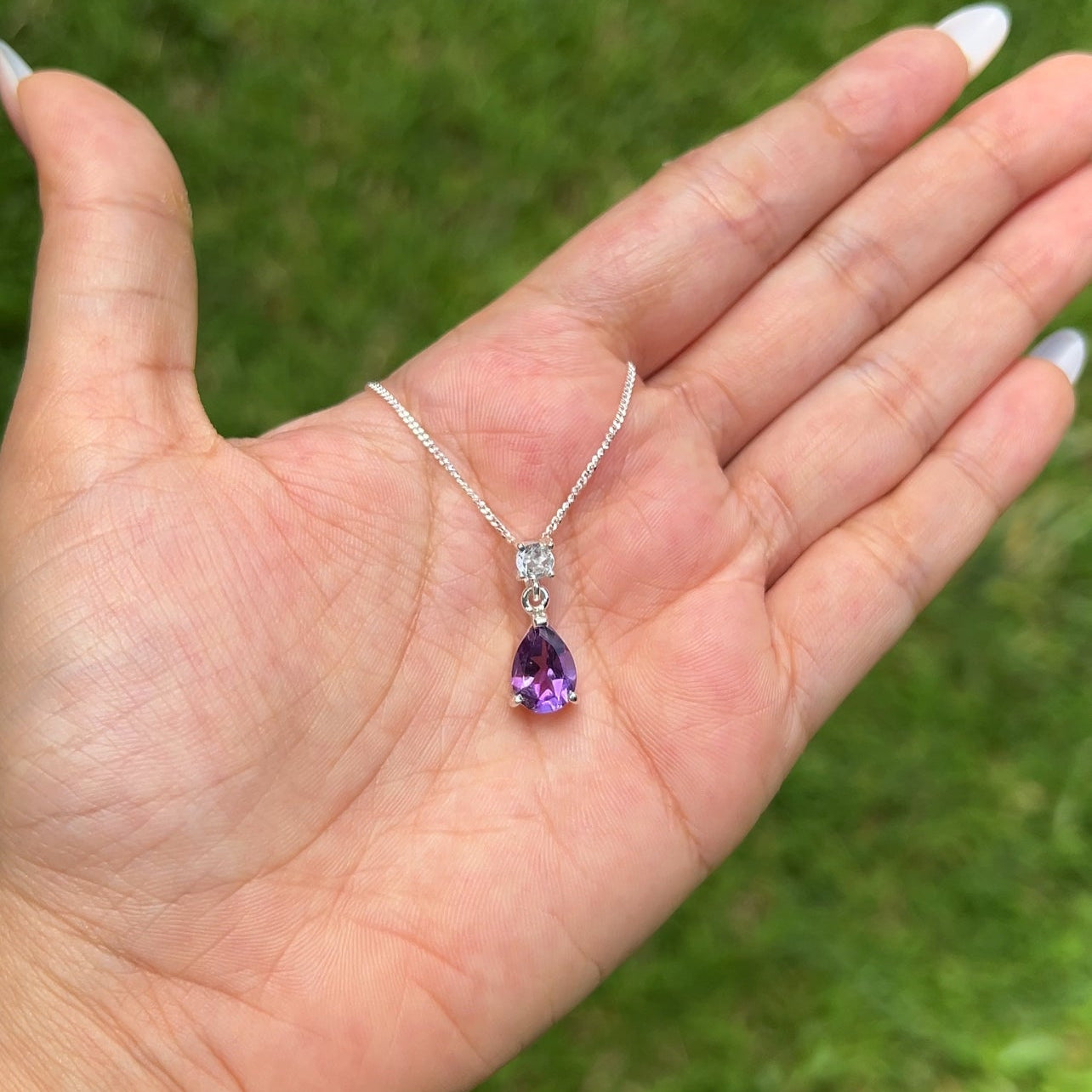 Handmade Sterling Silver Amethyst & White Topaz Araluen Necklace - CLJ810N