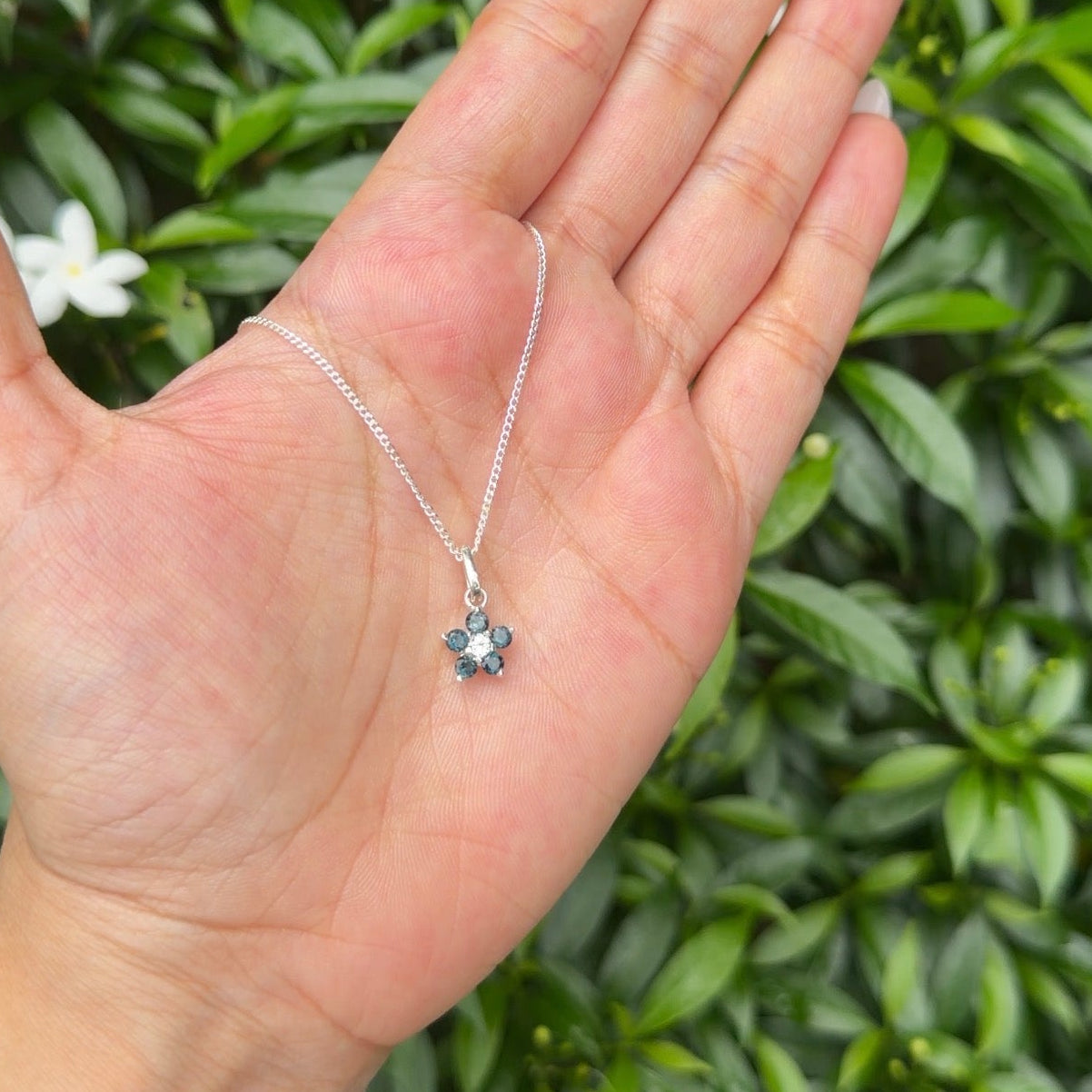 London Blue Topaz & White Topaz Abigail Necklace - CLJ887
