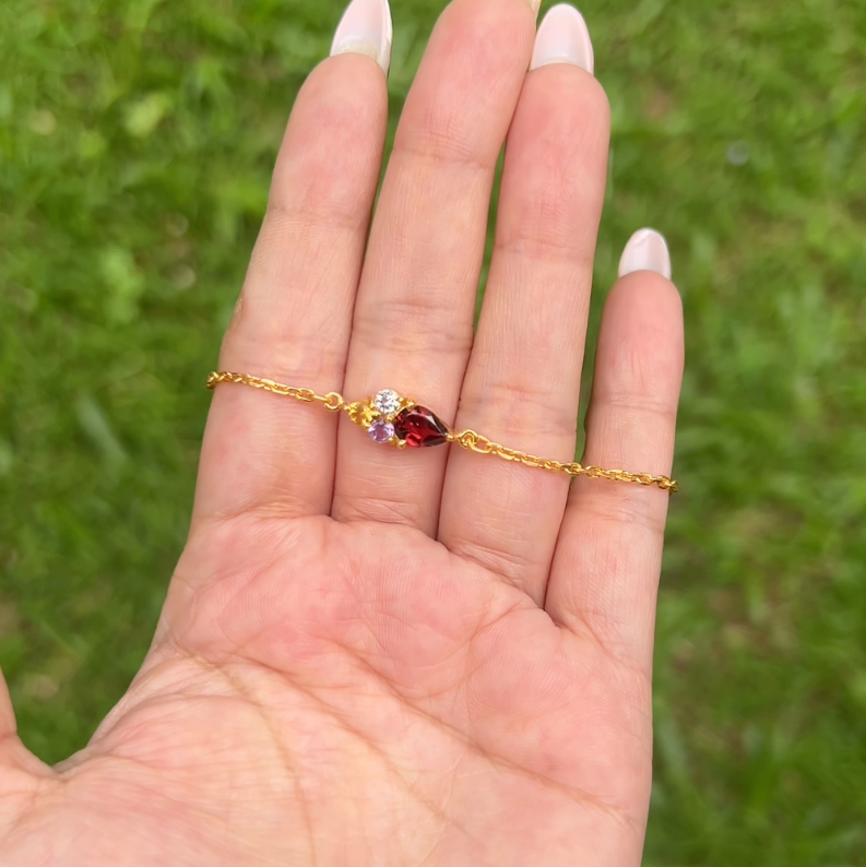 Handmade Garnet, Citrine, White Topaz & Amethyst Nyx Bracelet- CLJ733