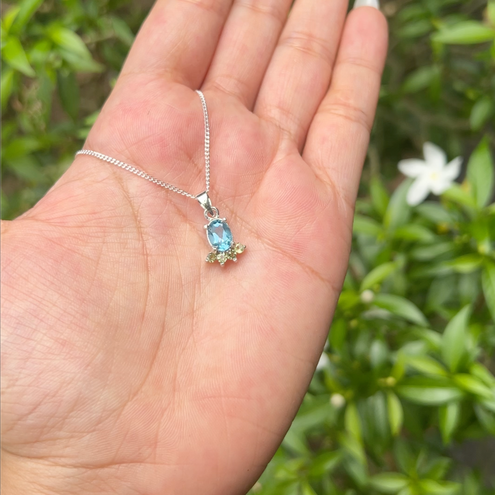 Blue Topaz & Peridot Dhara Necklace - CLJ691BP