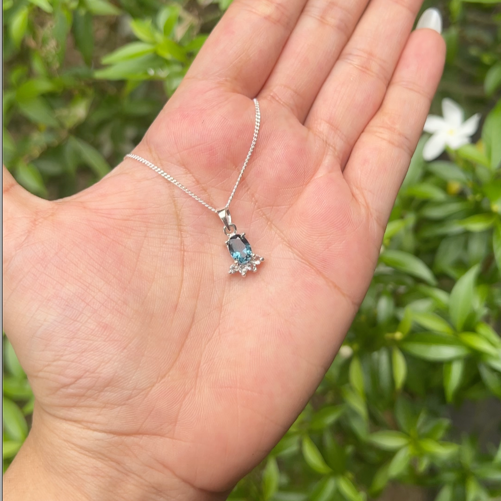 London Blue Topaz & White Topaz Dhara Necklace - CLJ691LBW