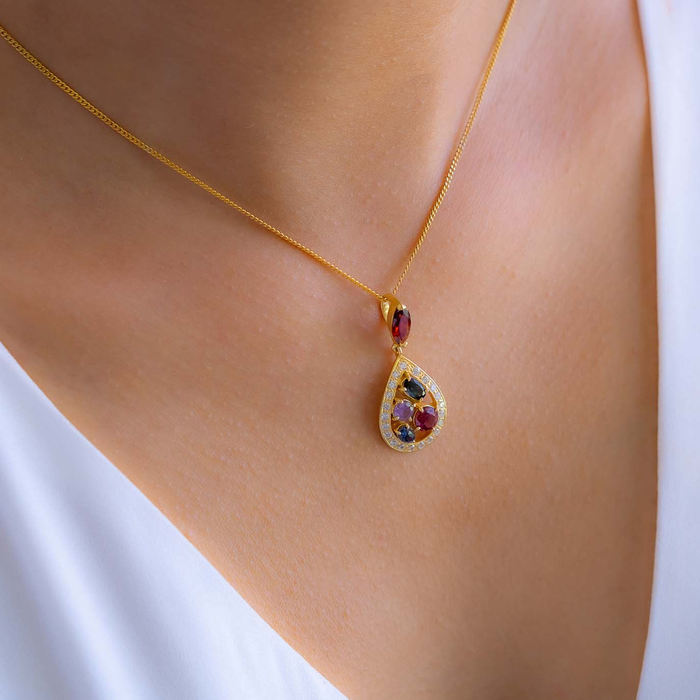 Handmade Sterling Silver Spinel & Garnet Giselle Necklace - CLJ390