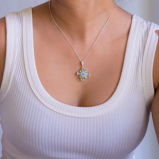 Peridot & Blue Topaz Darya Necklace - CLJ688