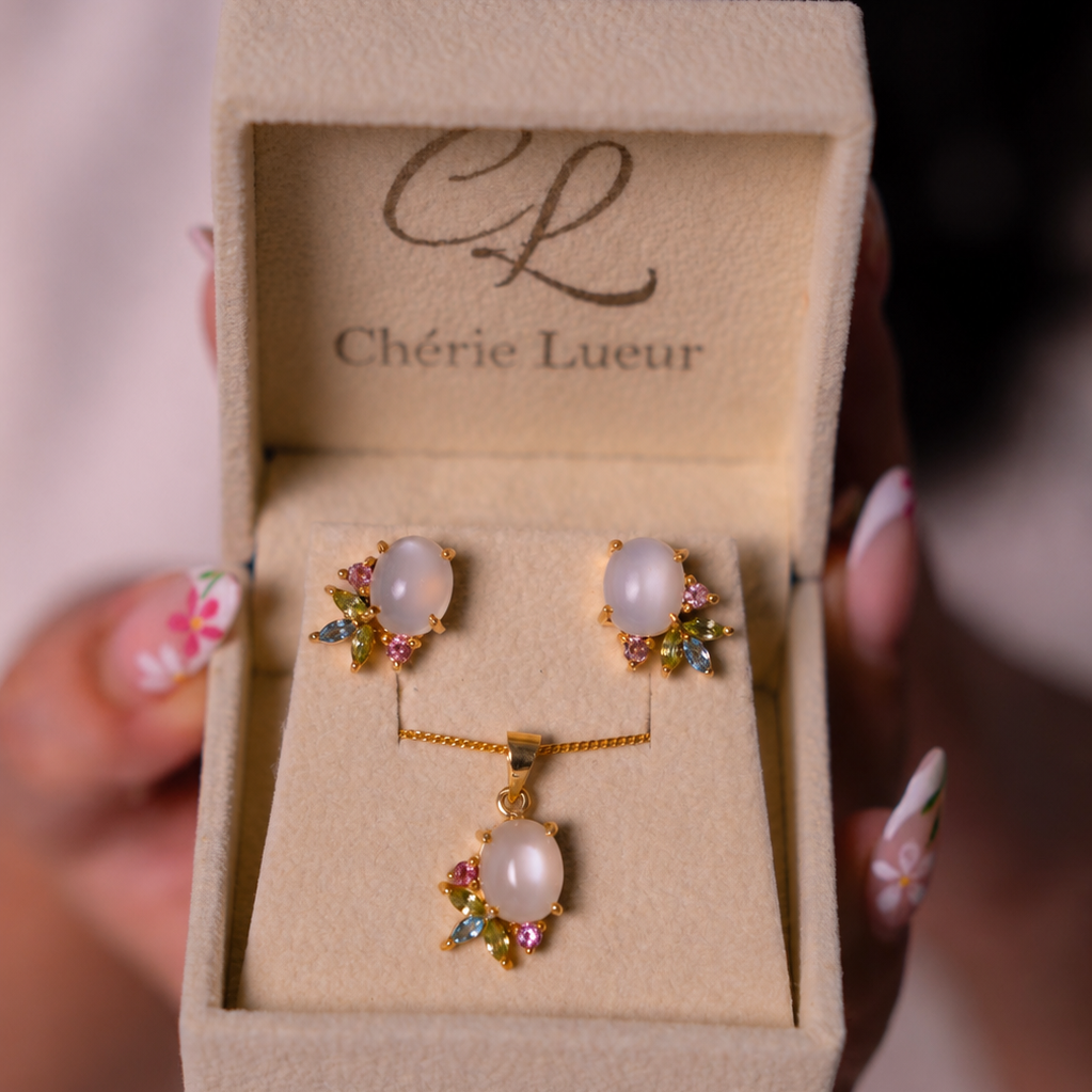 Moonstone, Peridot, Blue Topaz, Pink Tourmaline Lana Set - CLJ902S