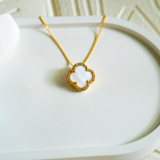 Mother of Pearl & American Diamonds Leora Necklace - CLJ608M