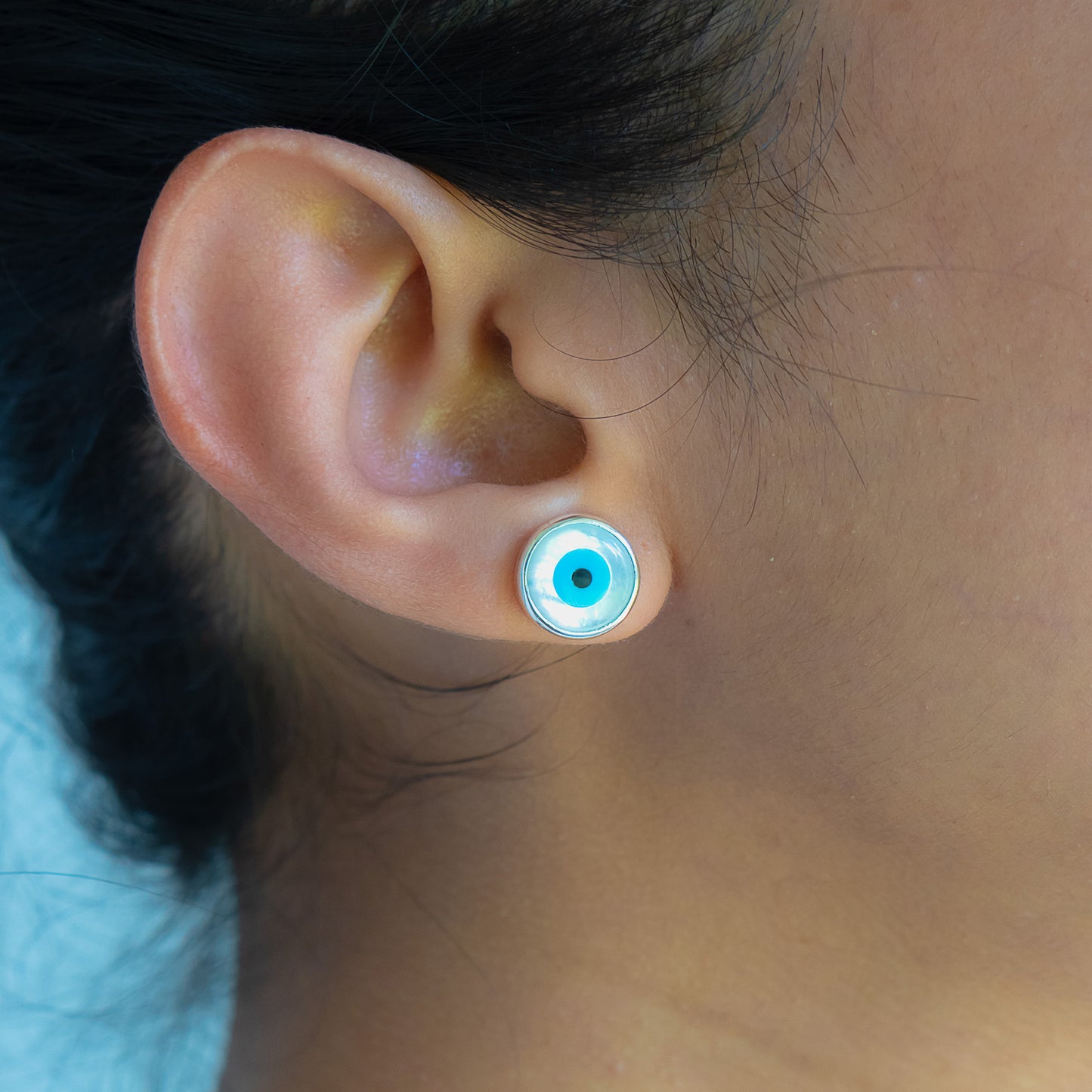 Mother of Pearl Nyra Evil Eye Earrings - CLJ503