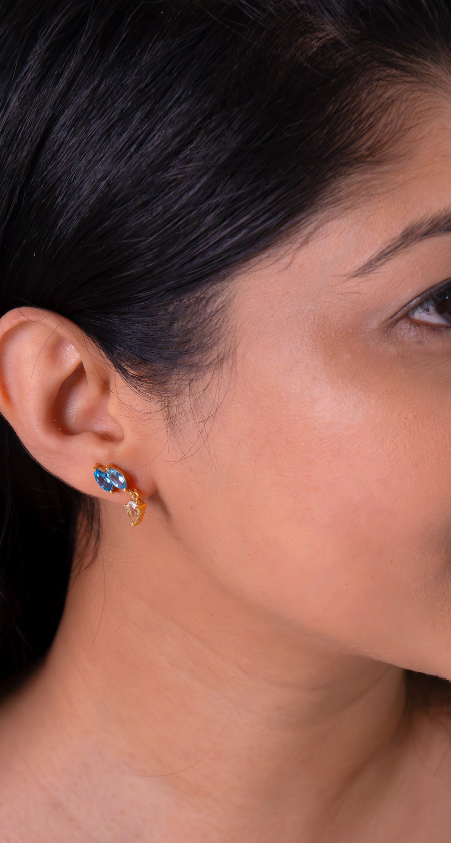 Blue Topaz & White Topaz Emilia Earrings - CLJ677