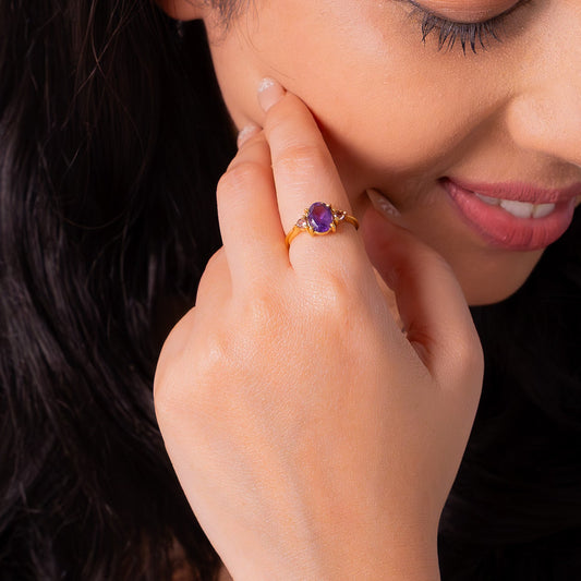 Handmade Sterling Silver Amethyst & Pink Tourmaline Rapunzel Ring - CLJ649AP