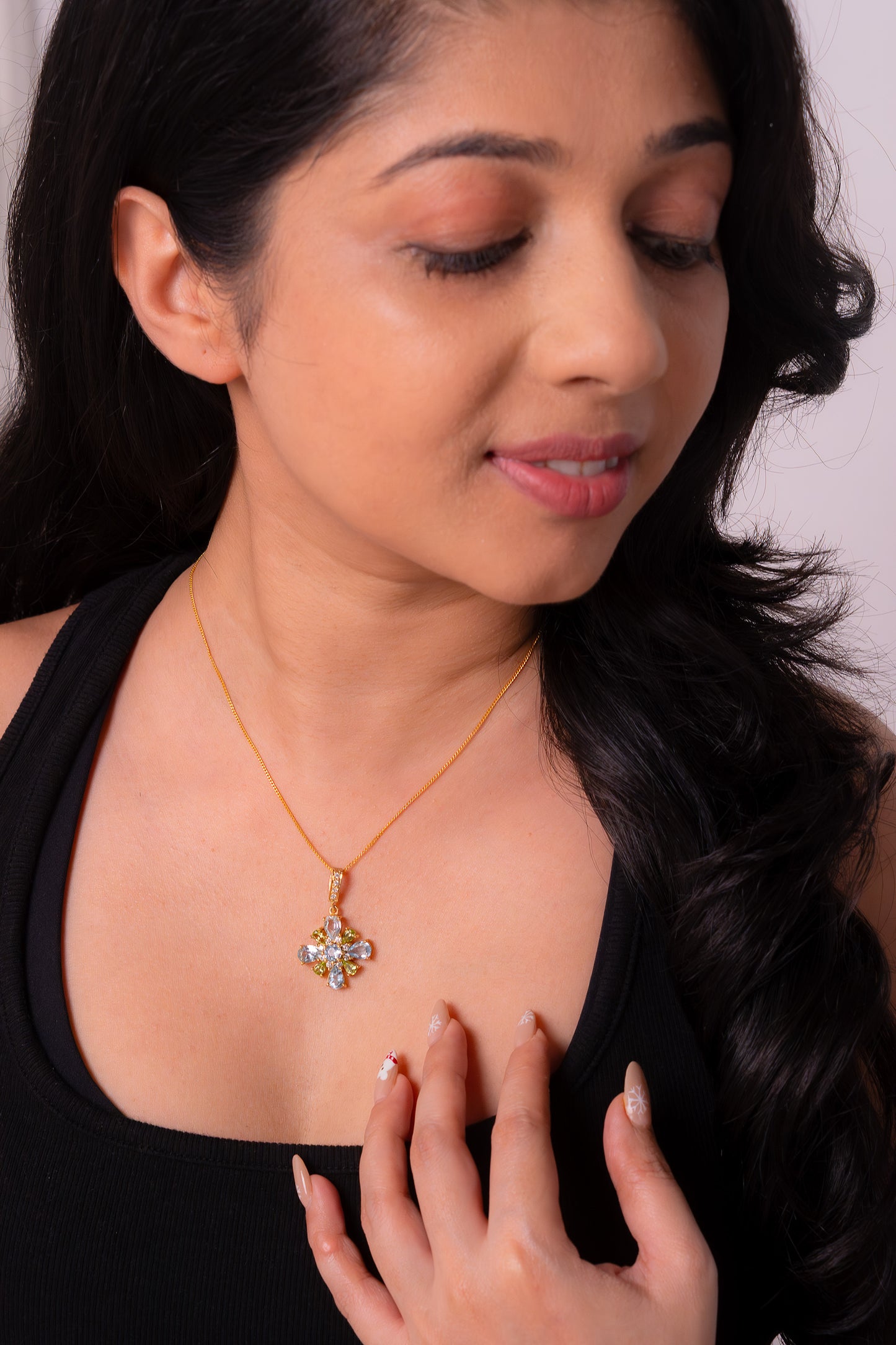 Handmade Sterling Silver Peridot & Blue Topaz Darya Necklace - CLJ688