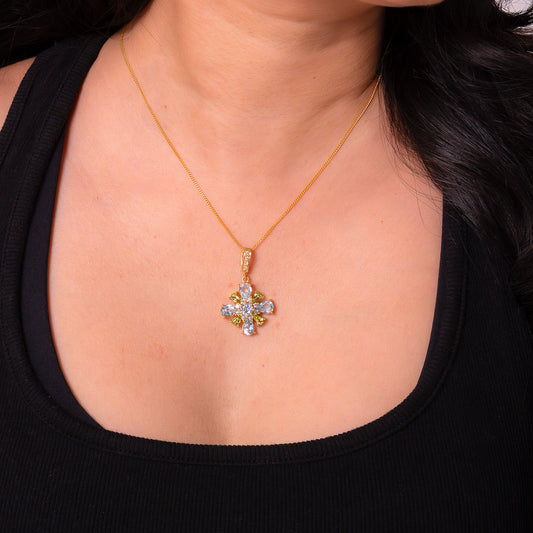 Handmade Sterling Silver Peridot & Blue Topaz Darya Necklace - CLJ688