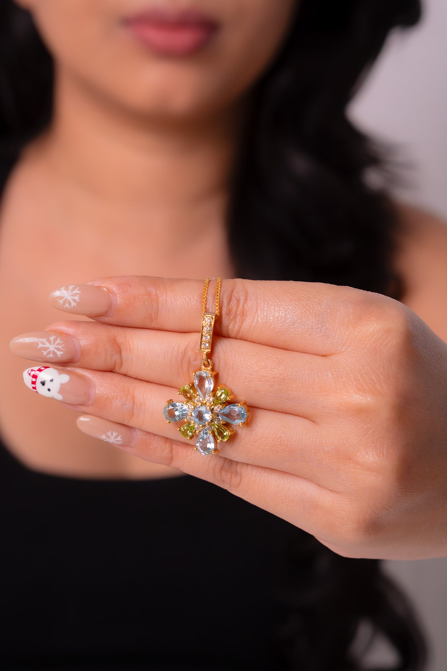 Handmade Sterling Silver Peridot & Blue Topaz Darya Necklace - CLJ688