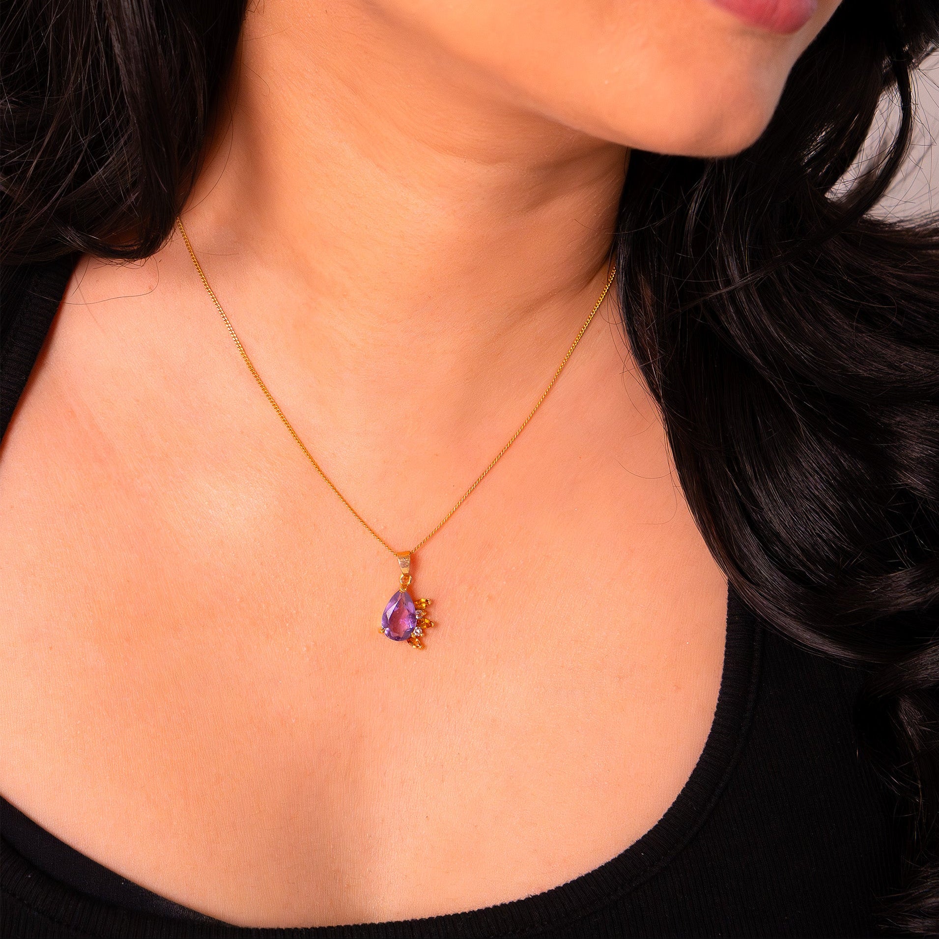 Amethyst, Citrine & White Topaz Iria Necklace - CLJ885