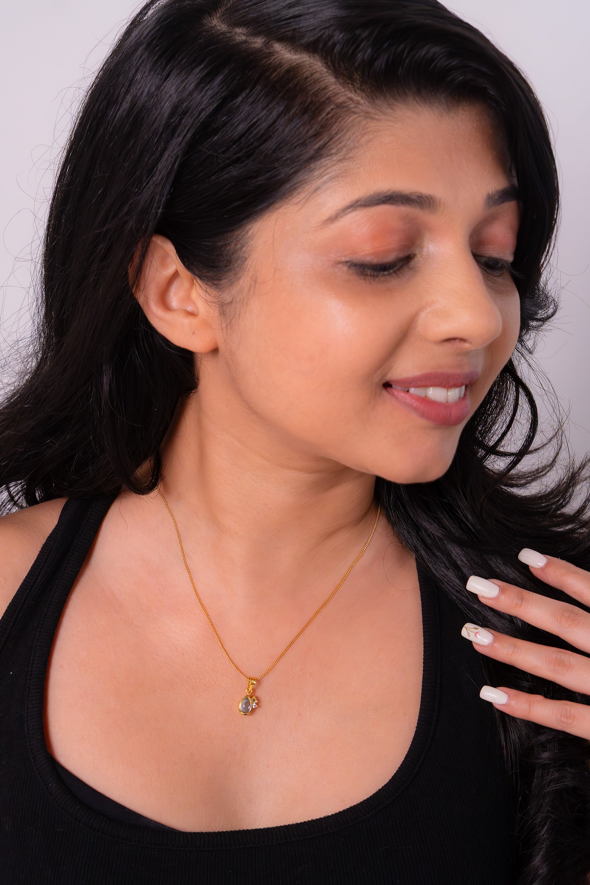 Blue Topaz, Peridot, White Sapphire Islain Necklace - CLJ889