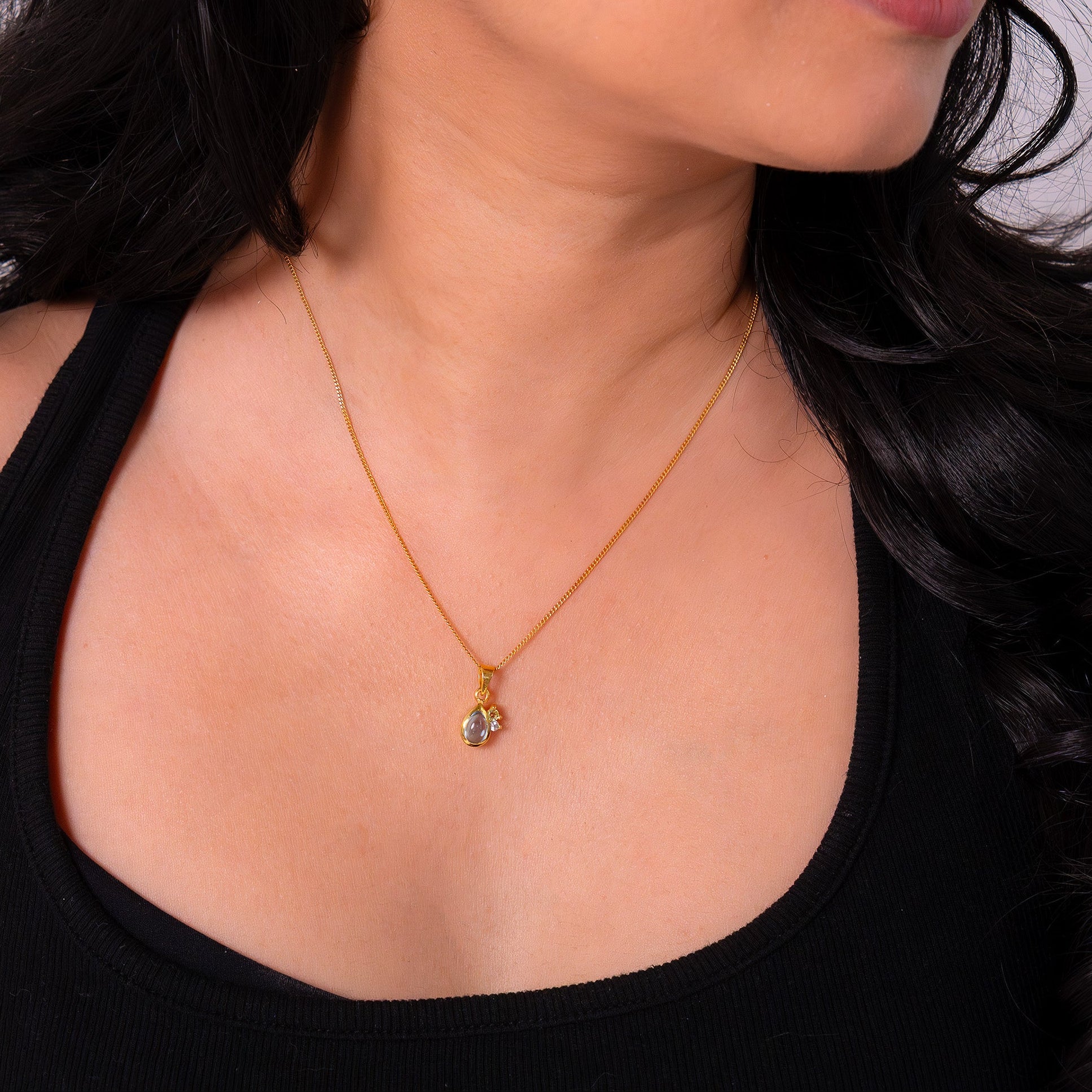 Blue Topaz, Peridot, White Sapphire Islain Necklace - CLJ889