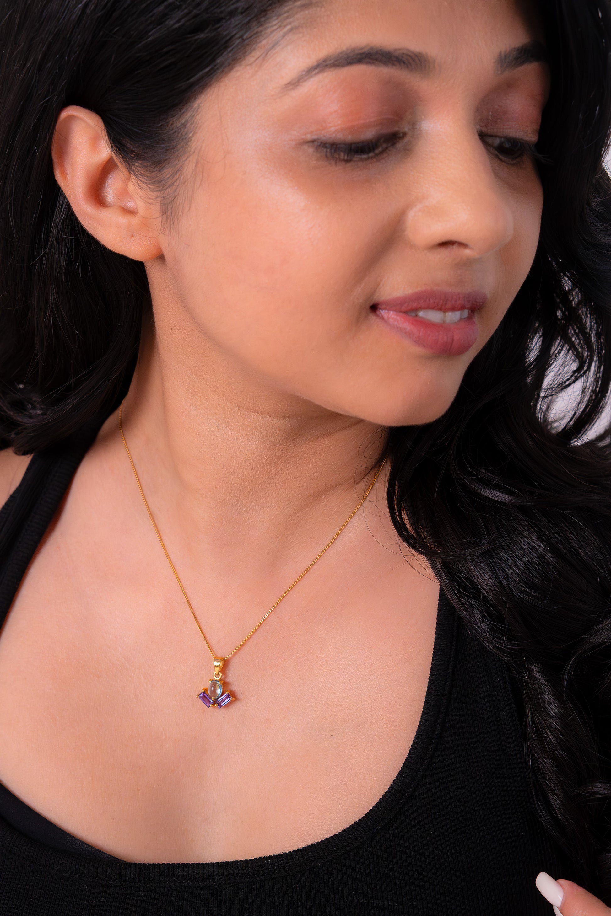 Blue Topaz & Amethyst Navia Necklace - CLJ895