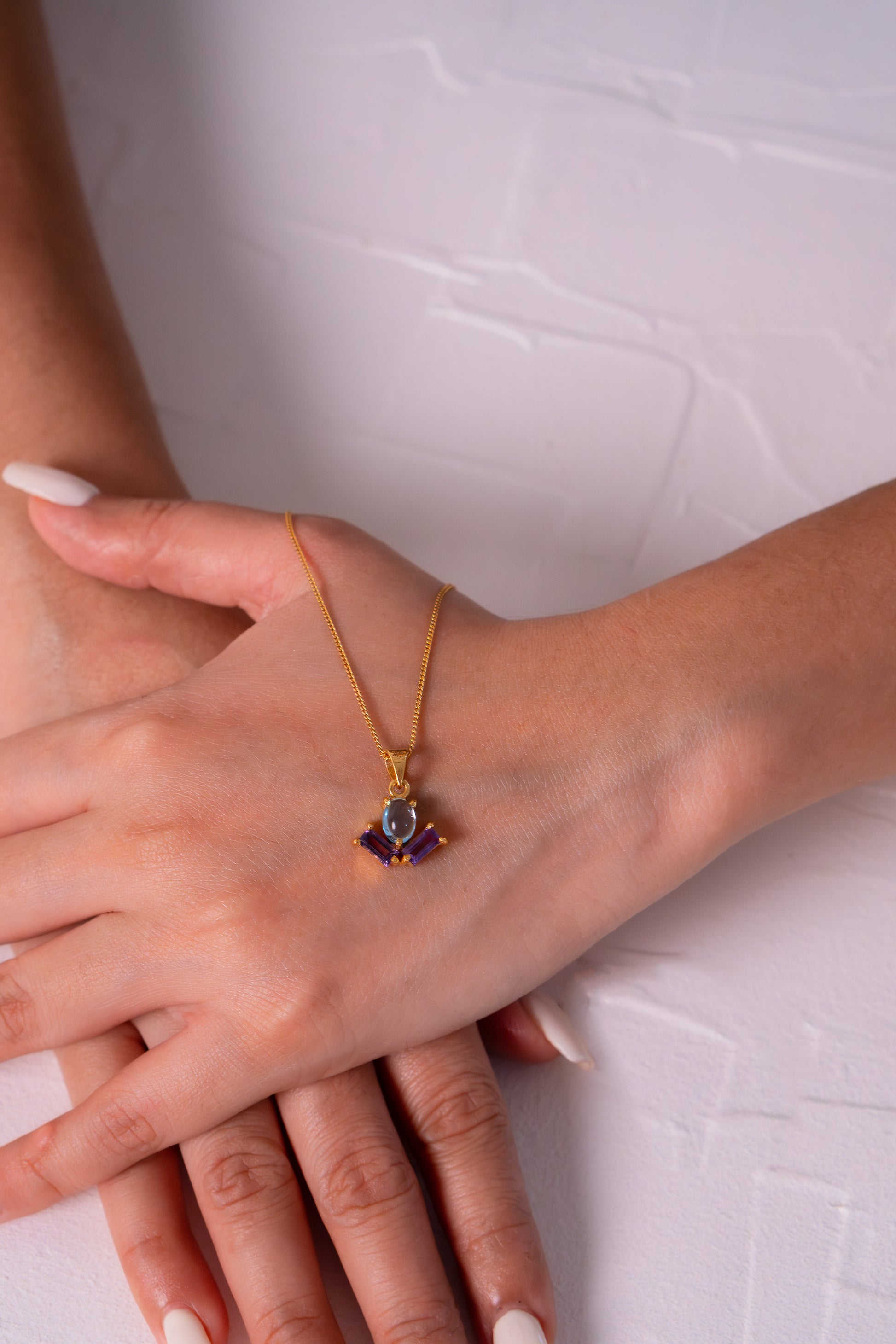 Blue Topaz & Amethyst Navia Necklace - CLJ895