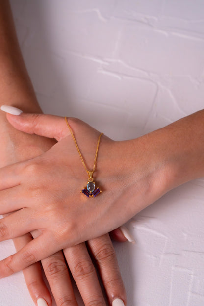 Blue Topaz & Amethyst Navia Necklace - CLJ895