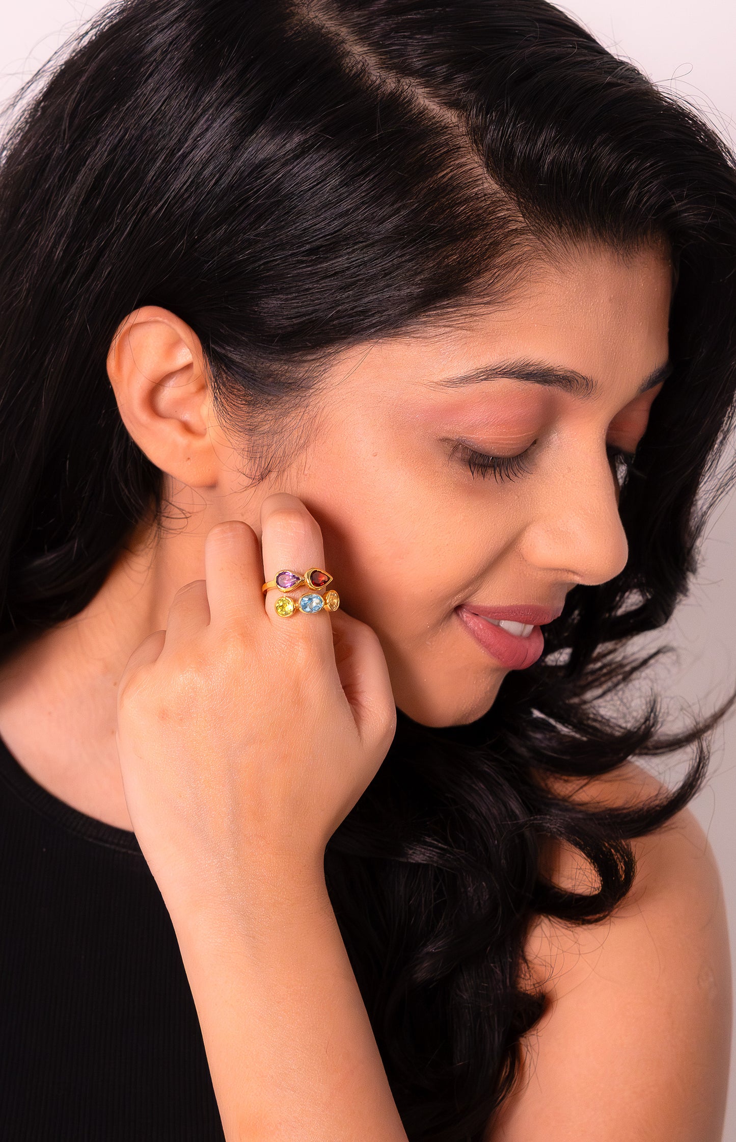 Garnet, Blue Topaz, Peridot, Amethyst & Citrine Cherie Ring - CLJ365