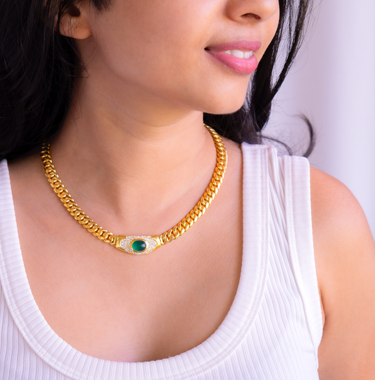 Green Onyx Cleopatra Necklace - CLJ640GO