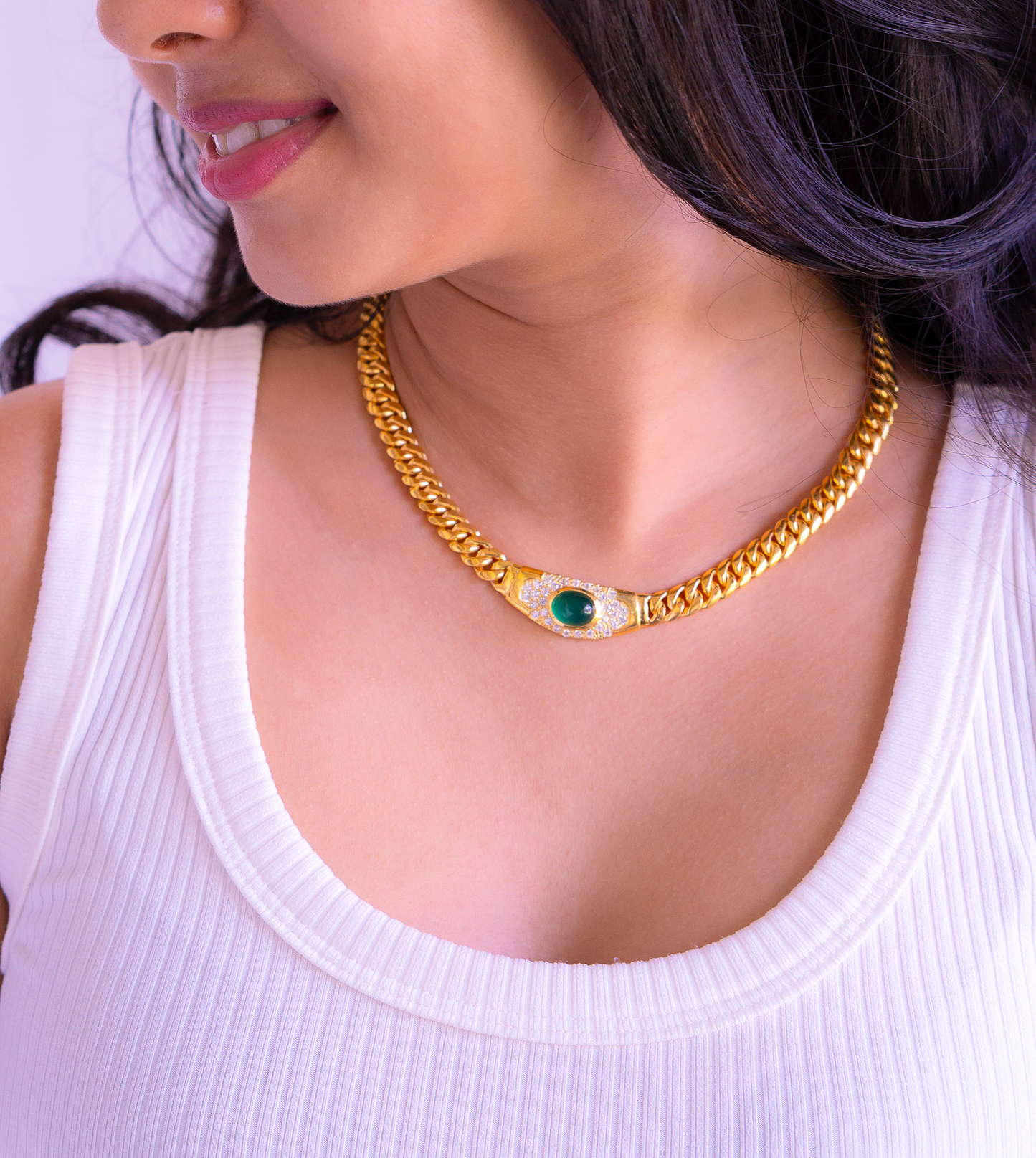 Green Onyx Cleopatra Necklace - CLJ640GO