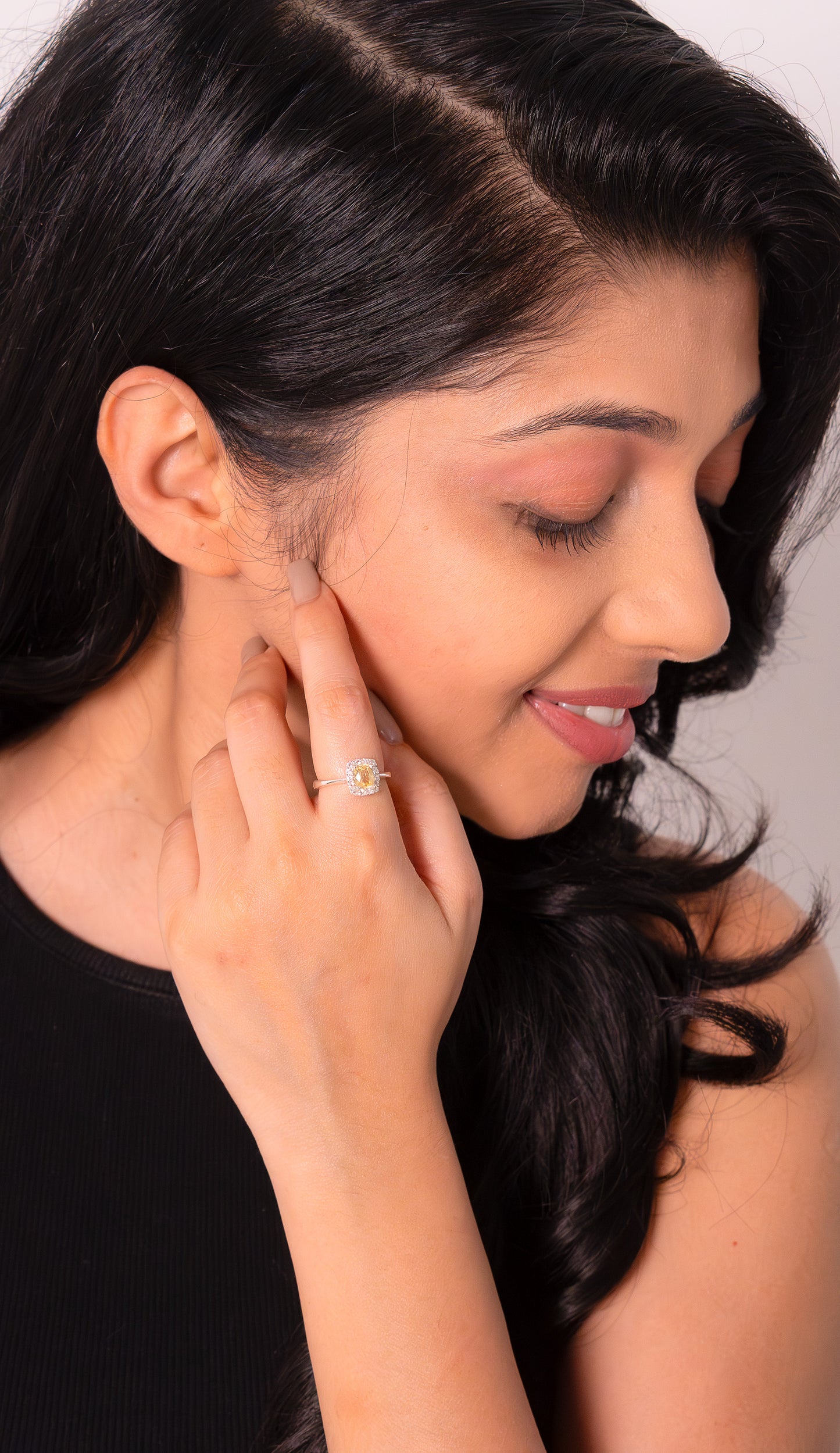 Yellow Sapphire, White Sapphire Orelia Ring - CLJ891