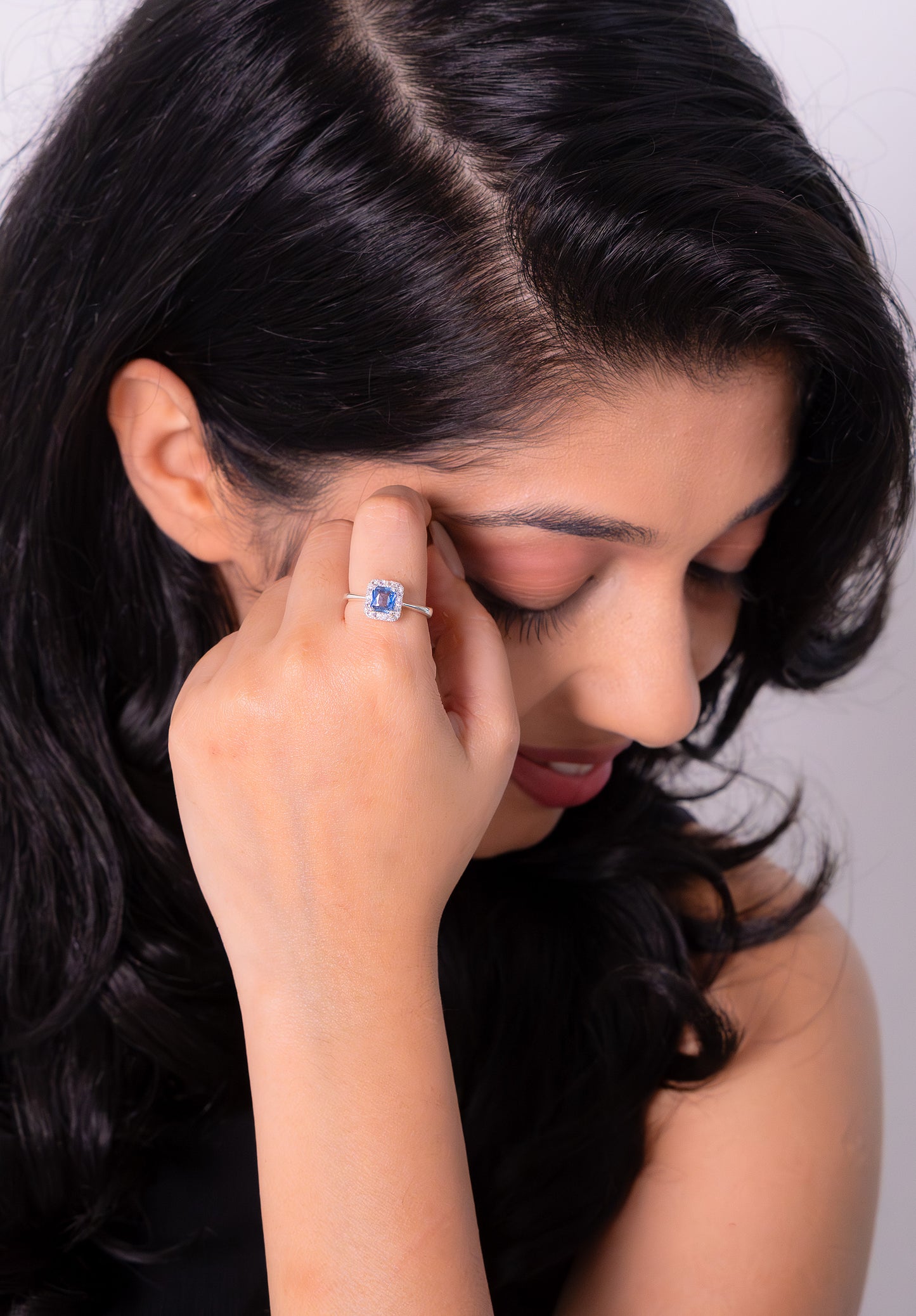 Blue Sapphire, White Sapphire Orelia Ring - CLJ890