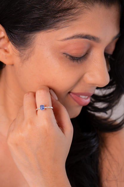 Blue Sapphire, White Sapphire Marletta Ring - CLJ896