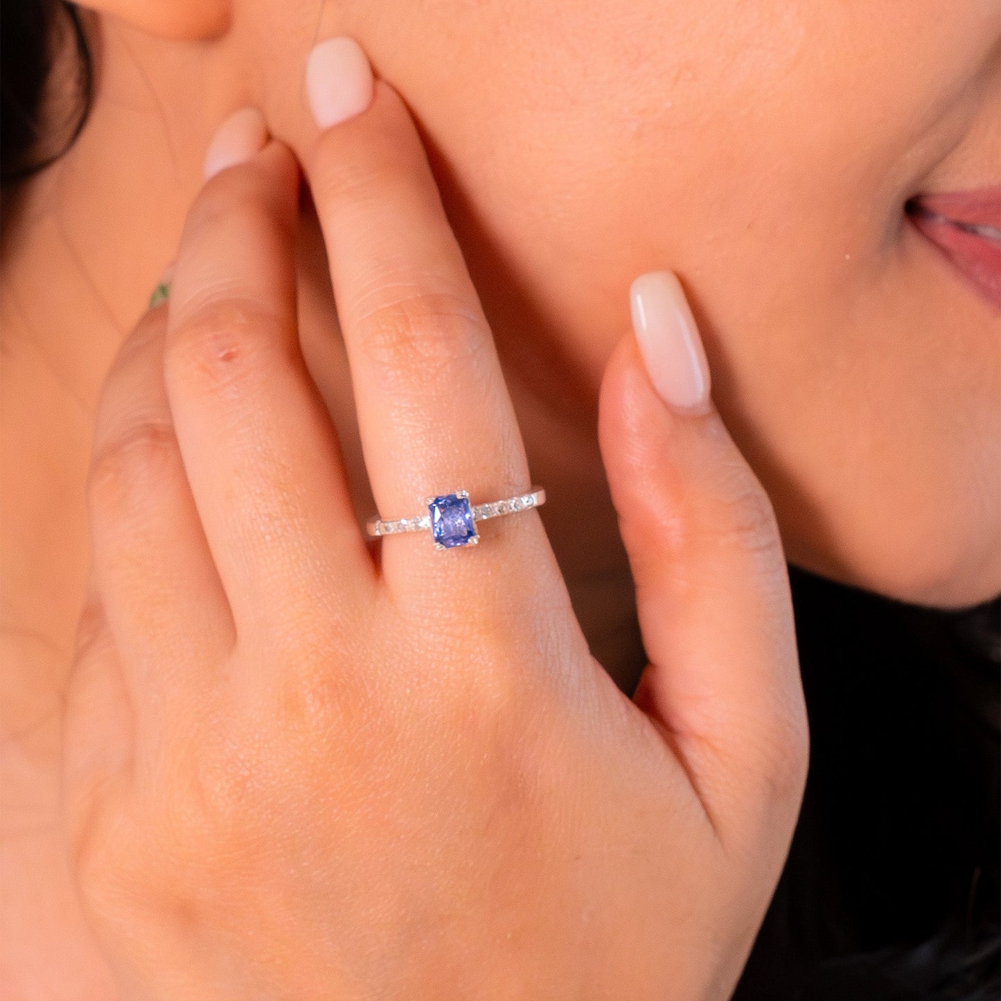 Blue Sapphire, White Sapphire Marletta Ring - CLJ896