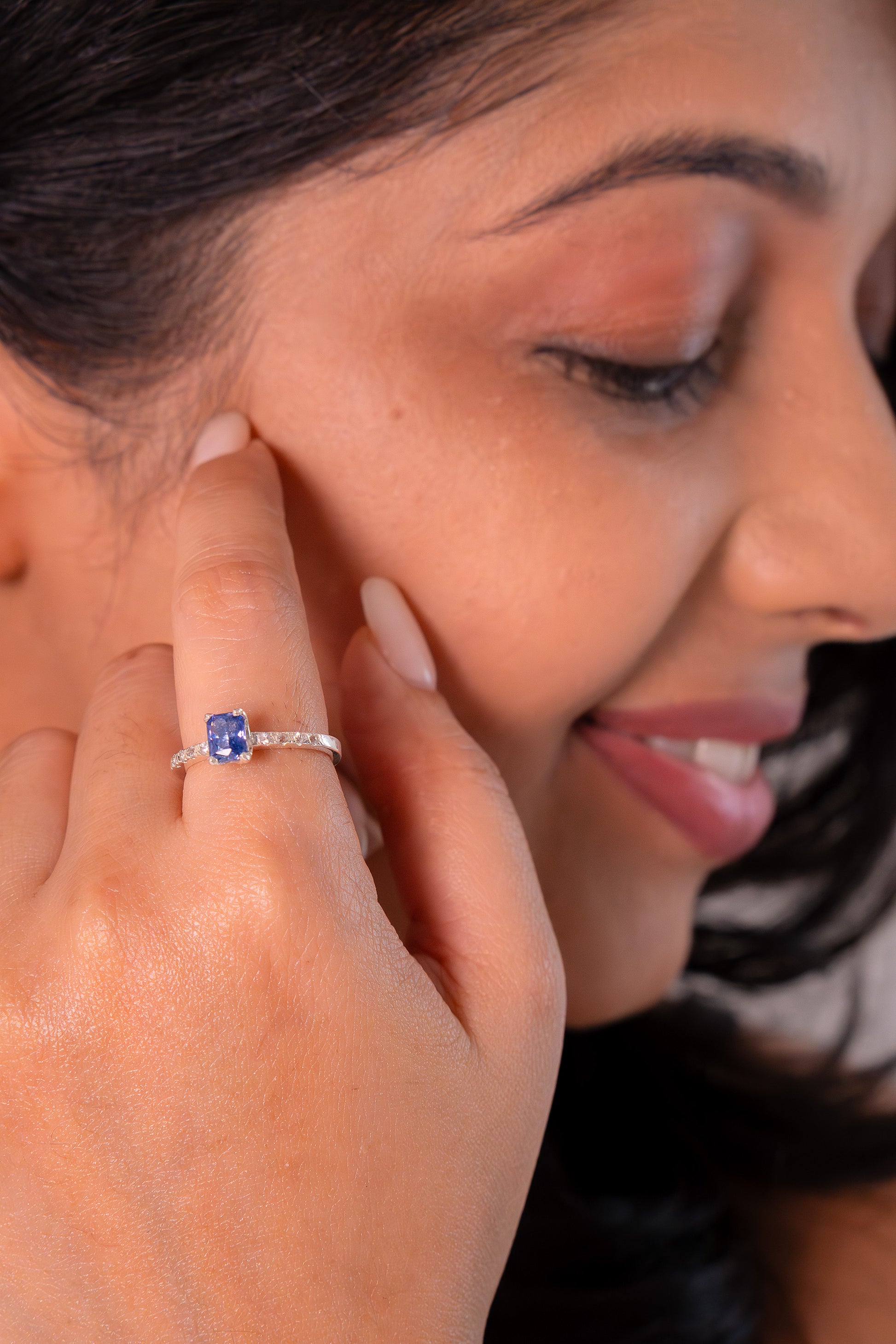 Blue Sapphire, White Sapphire Marletta Ring - CLJ896