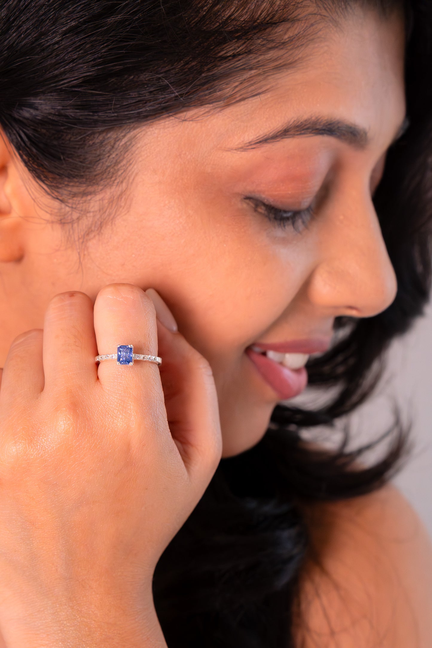 Blue Sapphire, White Sapphire Marletta Ring - CLJ896