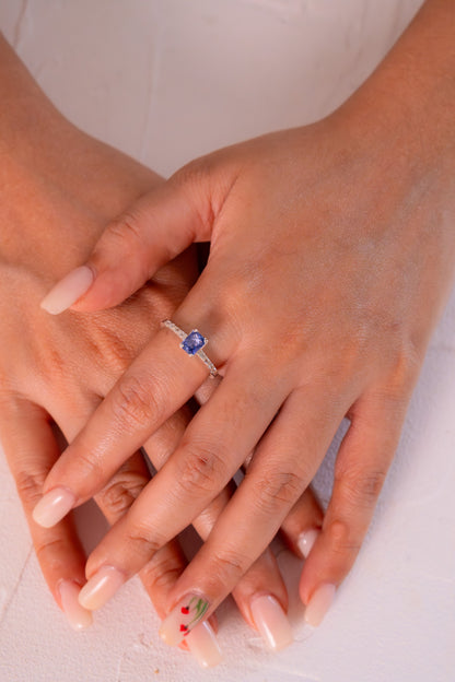 Blue Sapphire, White Sapphire Marletta Ring - CLJ896