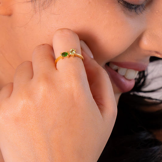 Peridot & Chromium Diopside Katara Ring - CLJ712PCD
