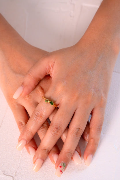 Peridot & Chromium Diopside Katara Ring - CLJ712PCD