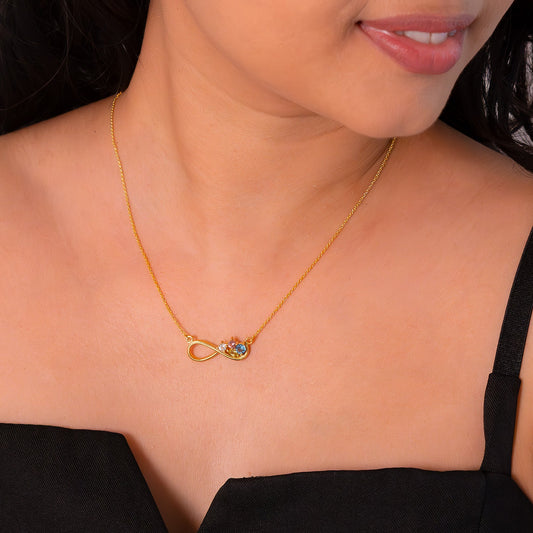 White Topaz, Pink Tourmaline, Blue Topaz, Peridot Juliette Necklace - CLJ898