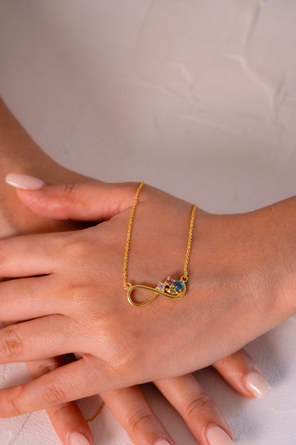 White Topaz, Pink Tourmaline, Blue Topaz, Peridot Juliette Necklace - CLJ898