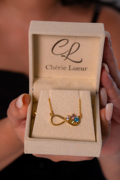 White Topaz, Pink Tourmaline, Blue Topaz, Peridot Juliette Necklace - CLJ898