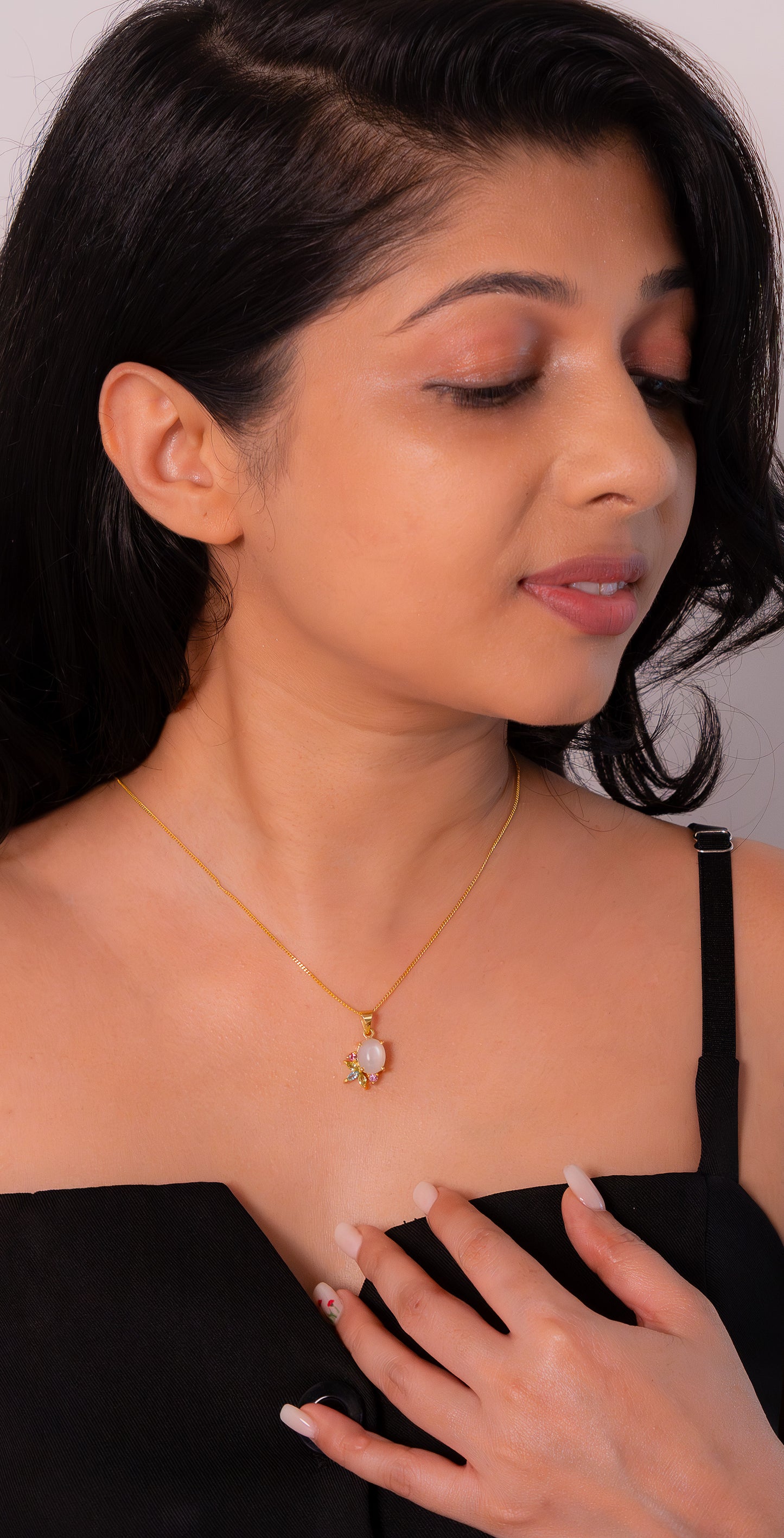 Moonstone, Peridot, Blue Topaz, Pink Tourmaline Necklace - CLJ902