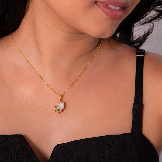 Moonstone, Peridot, Blue Topaz, Pink Tourmaline Necklace - CLJ902
