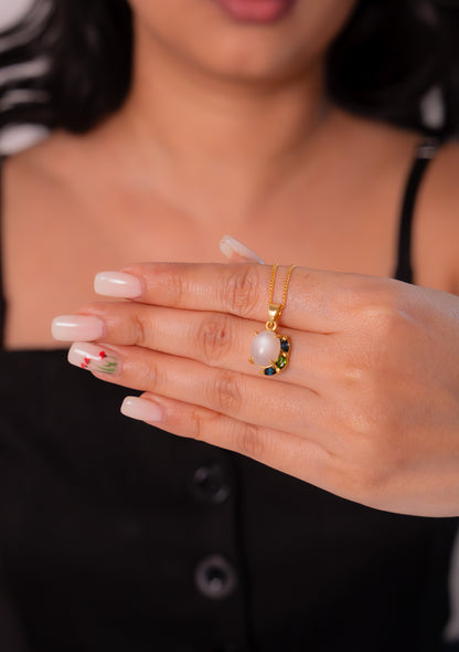 Moonstone, London Blue Topaz & Chromium Diopside Beatrice Necklace - CLJ911